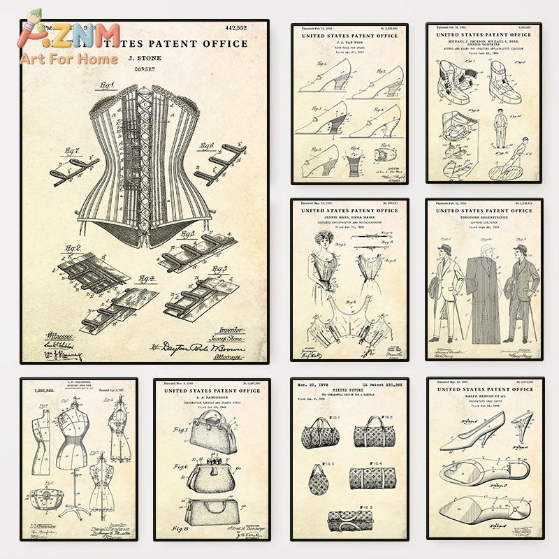 Vintage Fashion Sketches - AZNM - Impresión artística vintage en