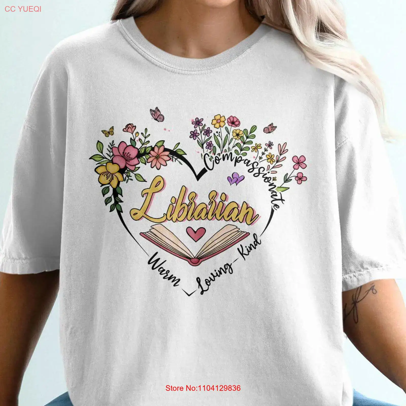 Vintage Fashion Library - Camiseta de bibliotecario, diseño floral de