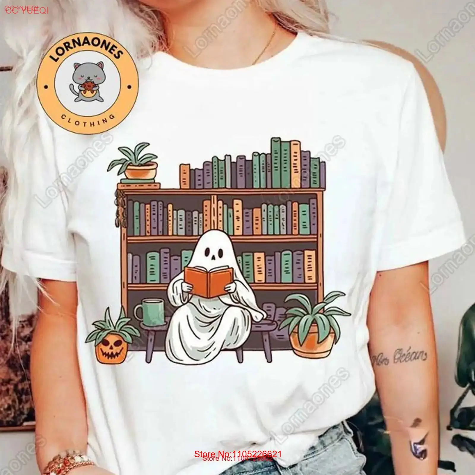 Vintage Fashion Library - Camiseta de Halloween con diseño de