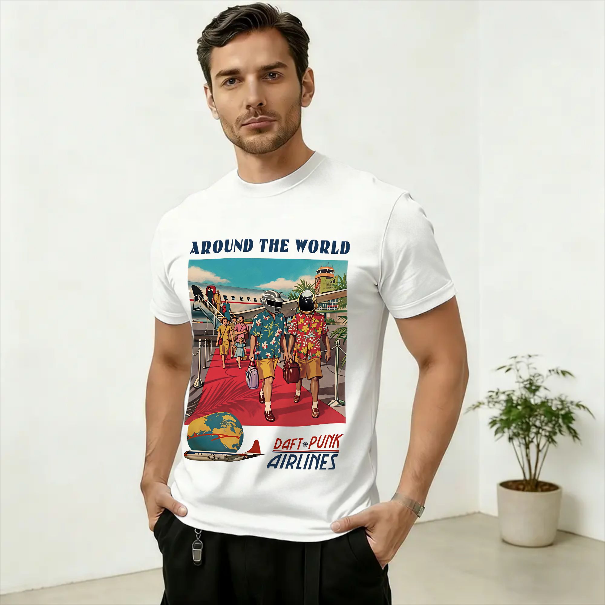 Vintage Fashion World - Camiseta Vintage de verano Daft Punk