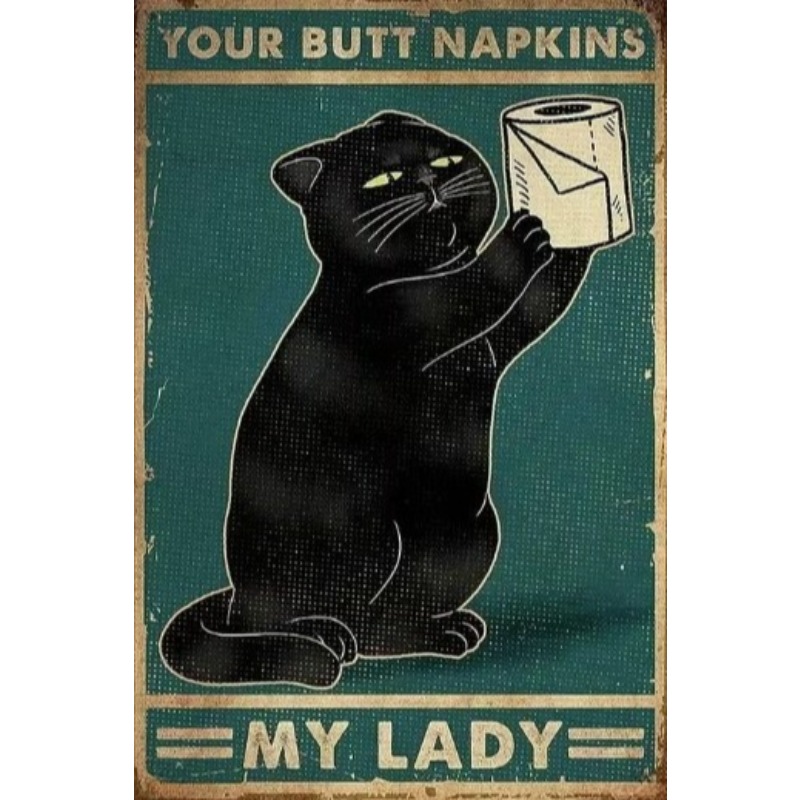 Vintage Fashion Plates - Letrero de Metal de gato divertido