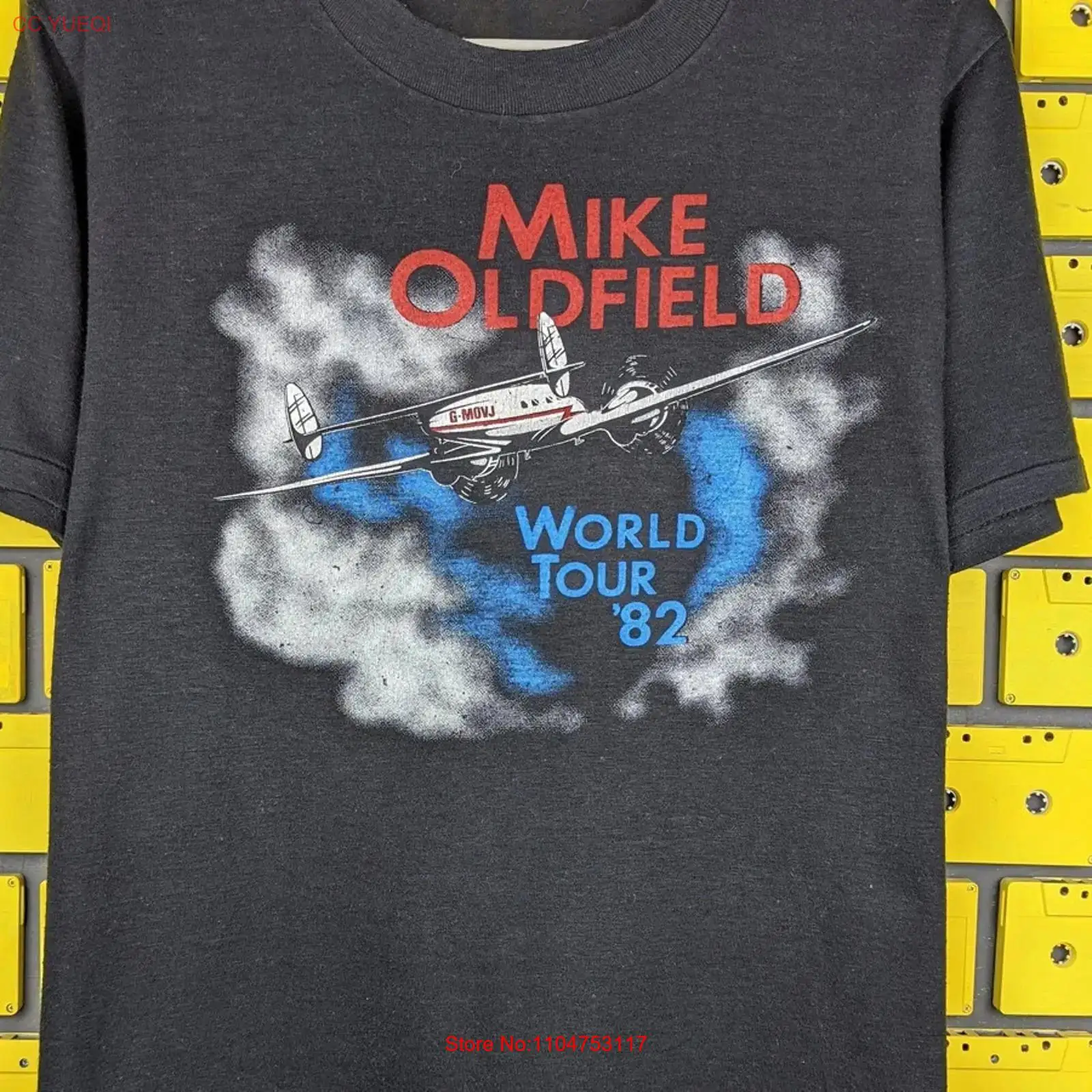 Vintage Fashion World - Camiseta negra de la gira mundial