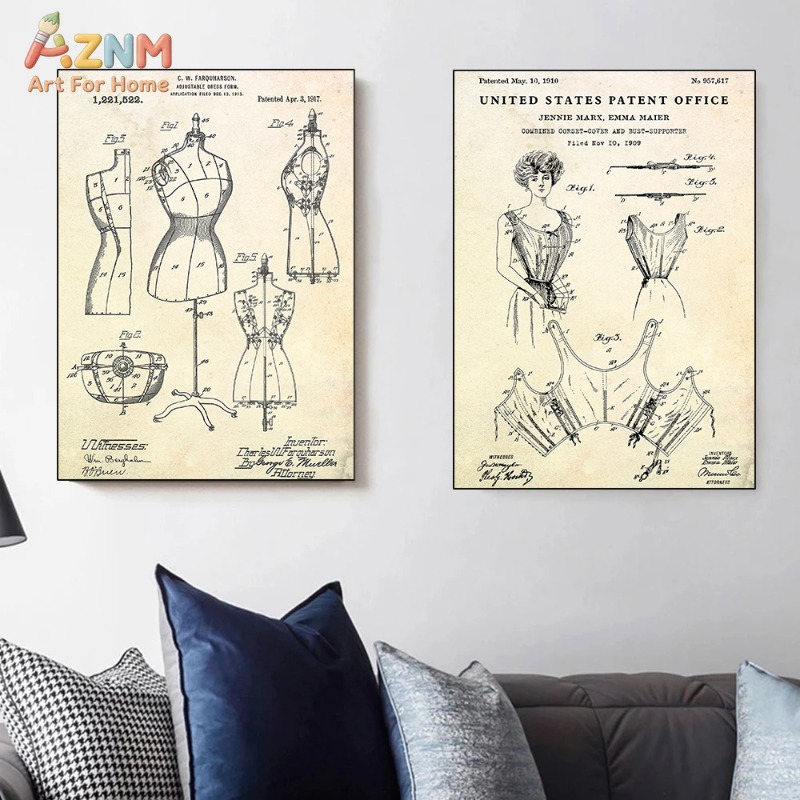 AZNM - Impresión artística vin - Vintage Fashion Sketches reseña y precio